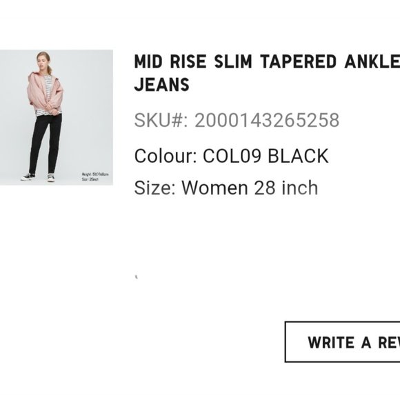 Uniqlo black jeans - Mid Rise Slim tapered ankle jeans - Picture 3 of 3